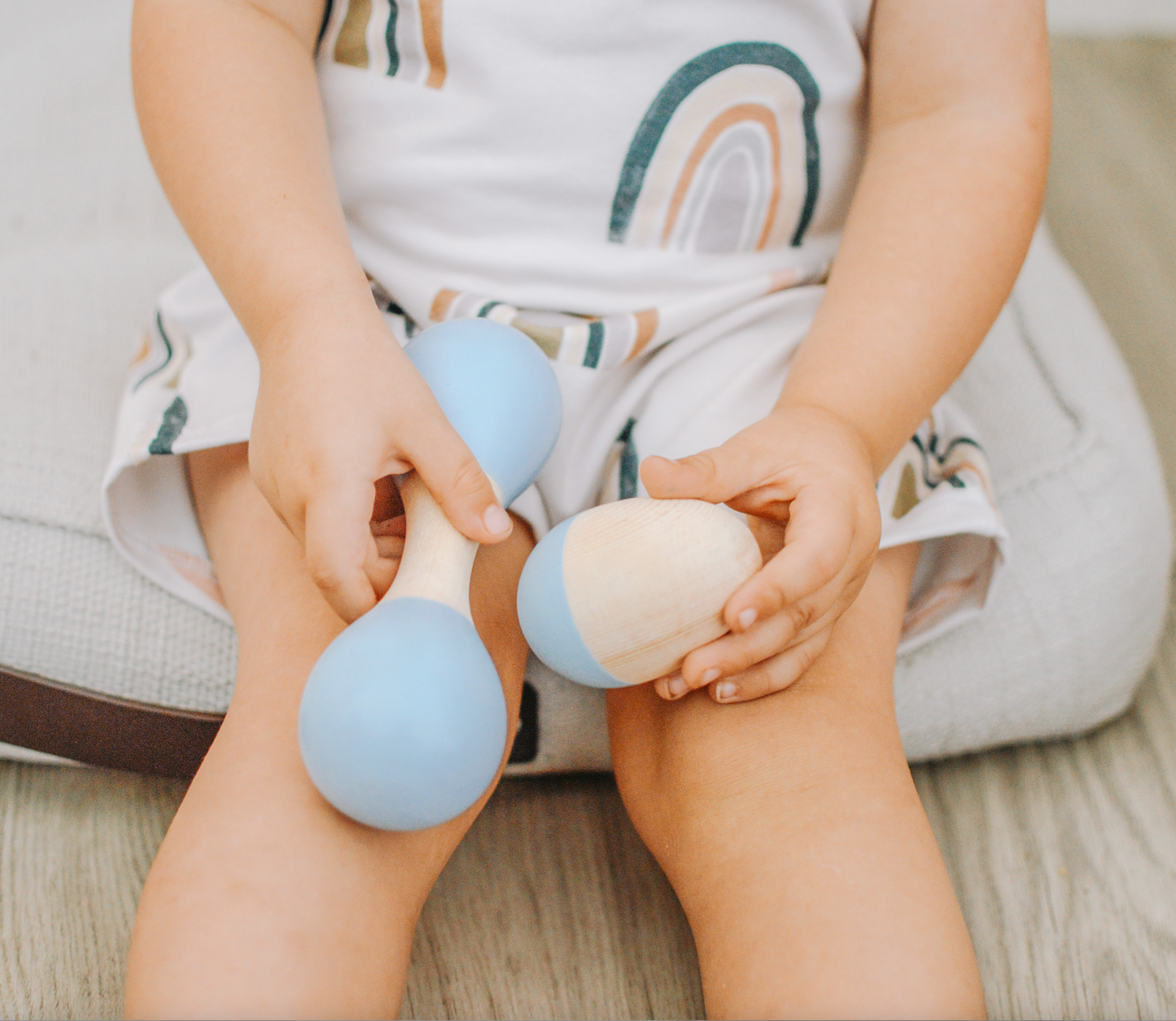 Baby Blue Wooden Double Maracas